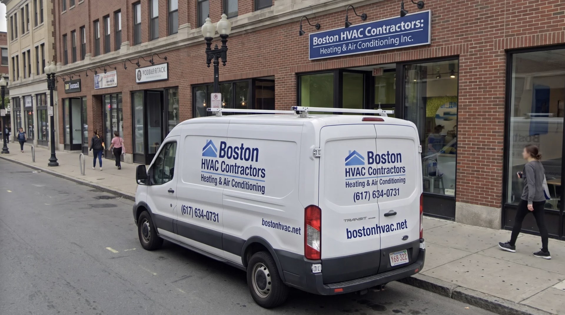 Boston HVAC Contractors: Heating & Air Conditioning Inc. team and work vehicle in Boston